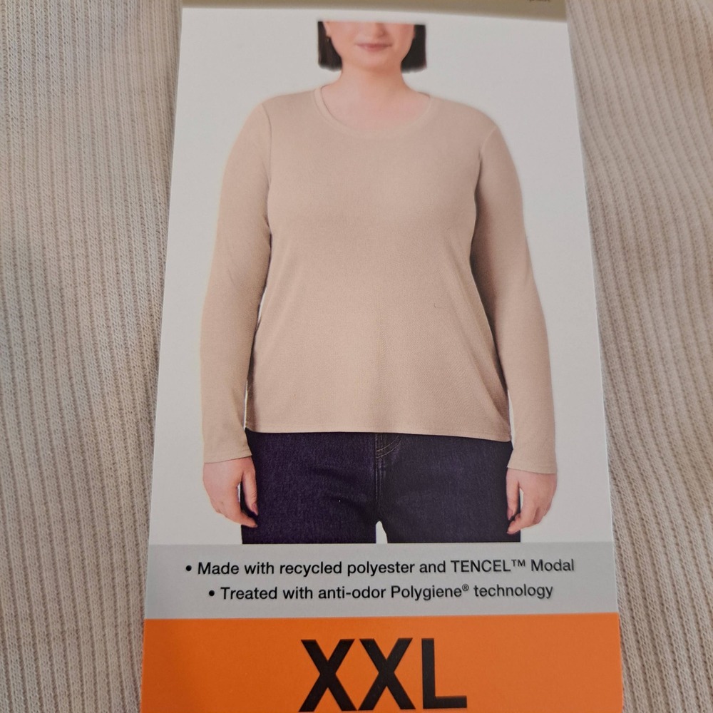 Mondetta Womens Tee XXL Tan NWT Ribbed Pleated Back 1864-140